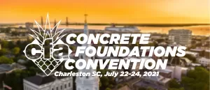 Concrete Foundations Convention logo over Charleston skyline